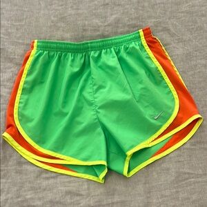Nike Women's Green and Orange Running Shorts